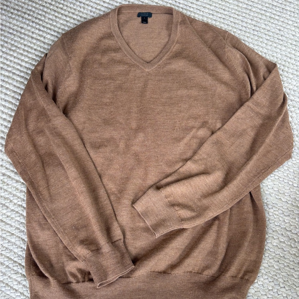 J. Crew Men's V-Neck Tan Sweater